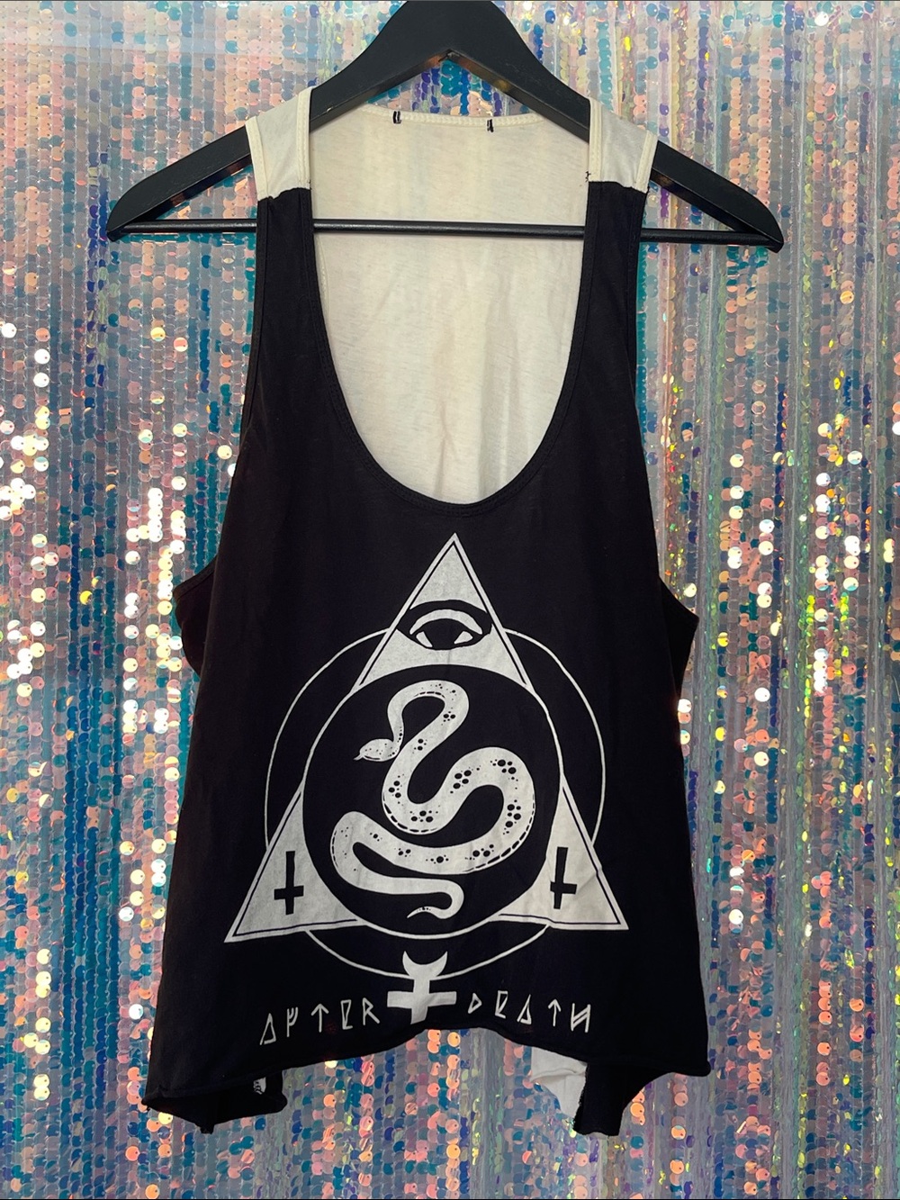 Black Graphic Snake Triangle “after death” Tank Top